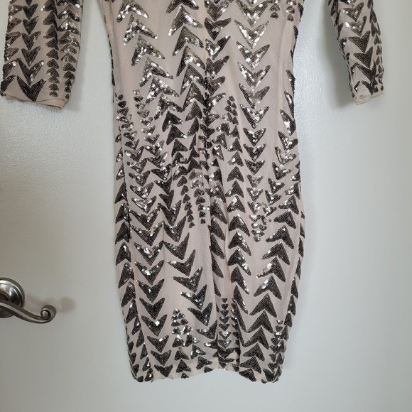 Lulus Womens sz Small Sequin Bodycon Dress - Shine on Me Nude NWOT - Picture 12 of 13